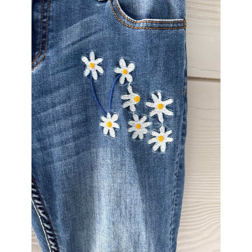 Desigual Exotic Jeans Size 26 Embroidered Daisy Floral Skinny Jeans Y2K Boho - Picture 4 of 6
